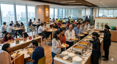 Corporate catering for IT companies in Whitefield and Kundanahalli featuring premium Punjabi buffet service by Wah Punjabi.